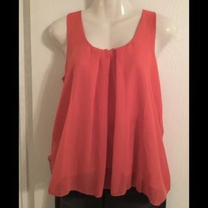 Body Central orange sheer sleeveless top size S sleeves light weight feminine